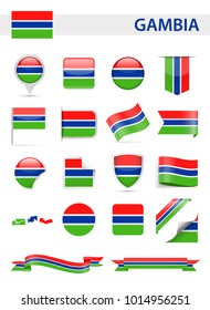 Gambia Flag Set - Vector Illustration