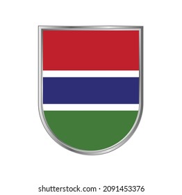 Bandera de Gambia con diseño vectorial de marco plateado