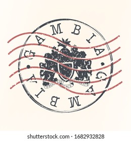 The Gambia Flag Stamp Postal. Silhouette Seal. Passport Round Design. Vector Icon. Design Retro Travel. National Symbol.