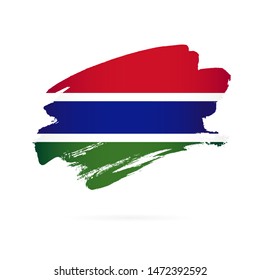Gambia flag. Vector illustration on a white background. Brush strokes are drawn by hand.