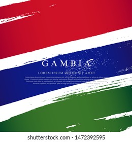 Gambia flag. Vector illustration on a white background. Brush strokes are drawn by hand. Independence Day.