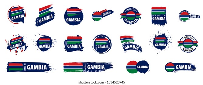 Gambia flag, vector illustration on a white background