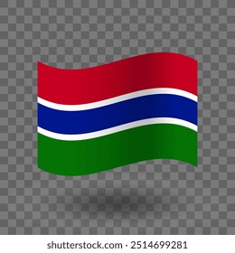 Gambia flag vector. Gambia wavy flag isolated transparent background. Flag of Gambia symbol icon. EPS 10