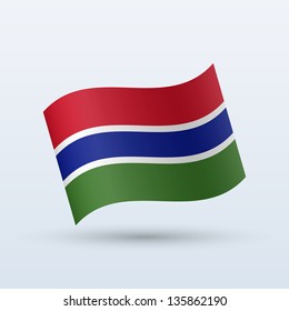 Gambia flag waving form on gray background. Vector illustration.