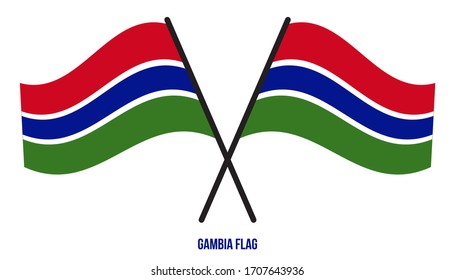 Gambia Flag Waving Vector Illustration on White Background. Gambia National Flag.
