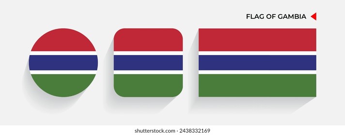Gambia Flags arranged in round, square and rectangular shapes