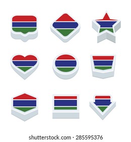 gambia flags icons and button set nine styles