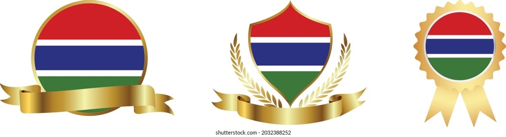 Gambia flags. Symbols of countries map