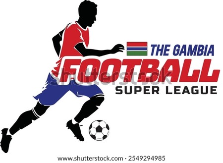 The Gambia football league, Soccer ball, Football logo, Footballer Kick the Ball isolated on white background, Vector Illustration