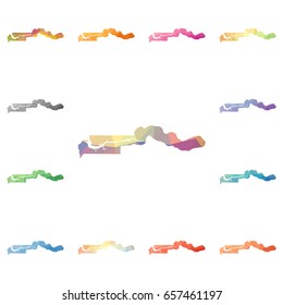 Gambia geometric polygonal, mosaic style maps collection. Bright abstract tessellation, low poly style, modern design. Gambia polygonal maps for your infographics or presentation.