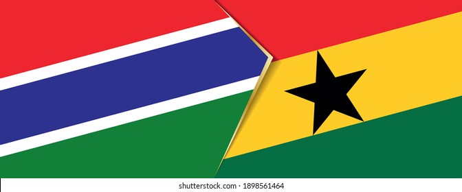 Gambia and Ghana flags, two vector flags symbol of relationship or confrontation.