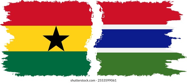 Gambia and Ghana grunge flags connection, vector