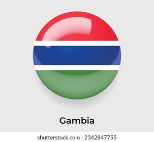 Gambia lustroso bandera nacional burbuja forma redonda icono de ilustración vectorial