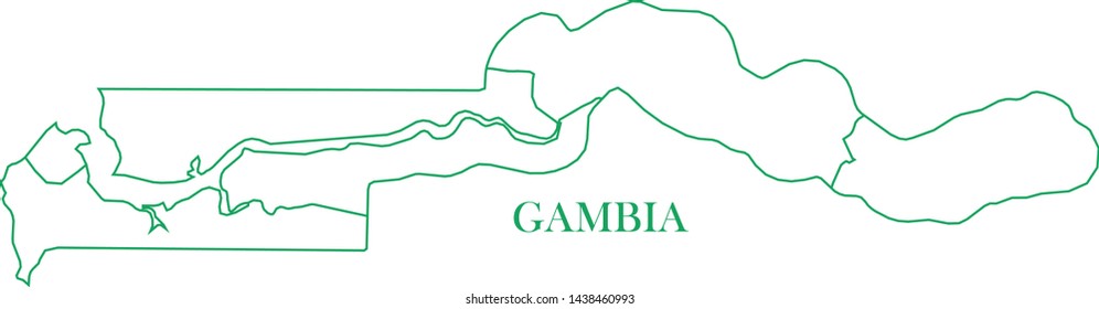 Gambia green line map vector
