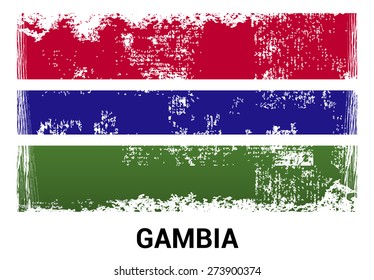 Gambia grunge flag isolated vector in official colors and Proportion Correctly. country's name label in bottom
