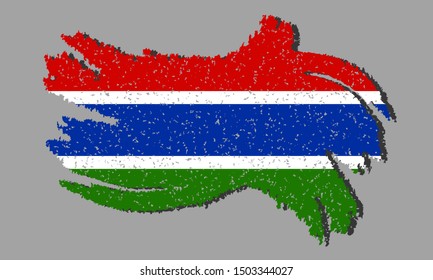 Gambia grunge flag, Gambia flag with shadow, vector illustration