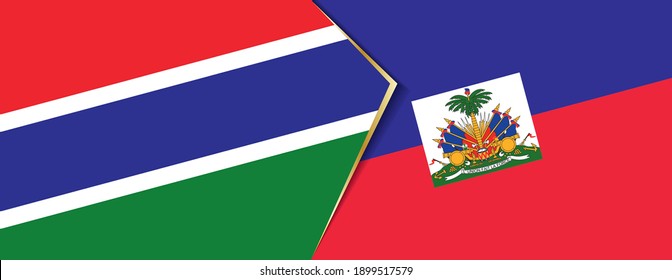 Gambia and Haiti flags, two vector flags symbol of relationship or confrontation.