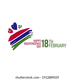 GAMBIA Happy Independence day greeting card, banner, vector illustration. Gambia holiday 18th of February design element with waving flag as a symbol of independence