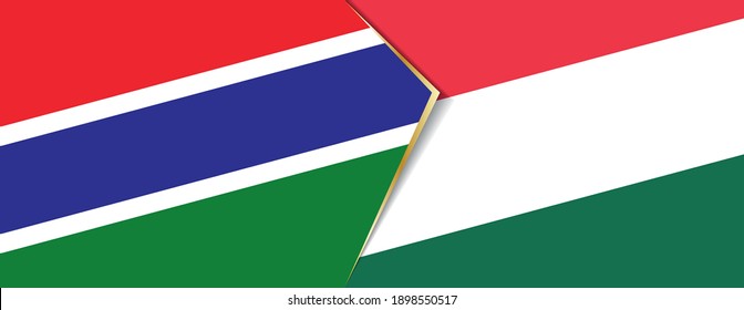 Gambia and Hungary flags, two vector flags symbol of relationship or confrontation.