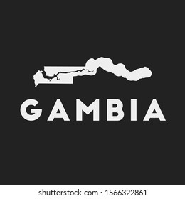 Gambia icon. Country map on a dark background. Stylish Gambia map with the country name. Vector illustration.