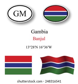 Gambia icons set against white background, abstract vector art illustration, image contains transparency