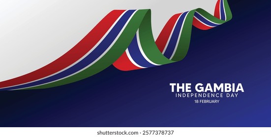 The Gambia Independence Day 18 February flag ribbon vector poster