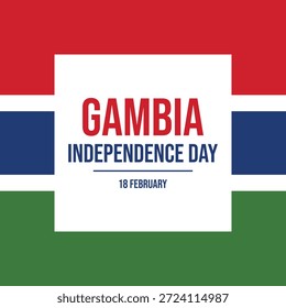 Ilustración vectorial de afiche del Día de la Independencia de Gambia. Vector de marco cuadrado de la bandera de Gambia. Abstractas símbolo de la bandera gambiana. Plantilla para el fondo, Anuncio, tarjeta. 18 de febrero. Día importante