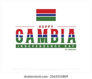 GAMBIA Independence Day vector design on a white background, Typographic Design of GAMBIA Independence Day with National Flag, GAMBIA flag typography, Gambia national day Design