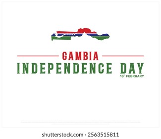 GAMBIA Independence Day vector design on a white background, Typographic Design of GAMBIA Independence Day, Independence Day of GAMBIA with Map, Vector design of Gambia national day