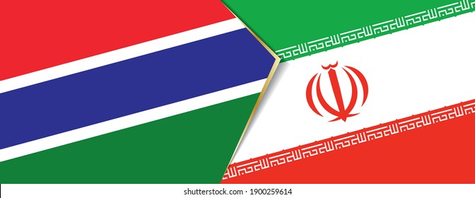 Gambia and Iran flags, two vector flags symbol of relationship or confrontation.