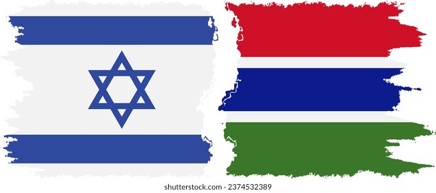 Gambia and Israel grunge flags connection, vector