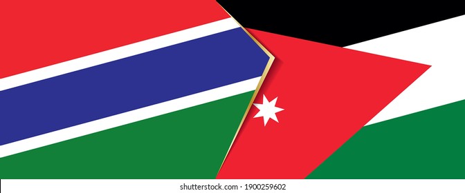Gambia and Jordan flags, two vector flags symbol of relationship or confrontation.