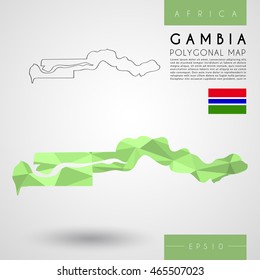 Gambia : Low Poly Map : Vector Illustration