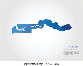 Gambia map blue Color on white background polygonal