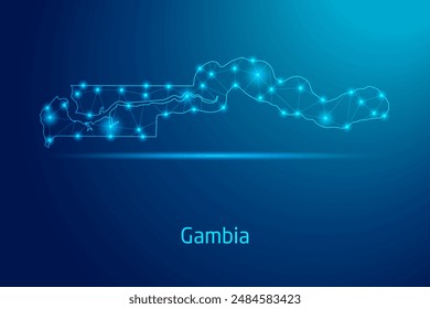 Gambia Karte - Konzept der Kommunikationstechnologie, Grafik von niedrigen Poly.