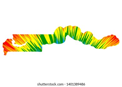 Gambia - map is designed rainbow abstract colorful pattern, Republic of The Gambia map made of color explosion,