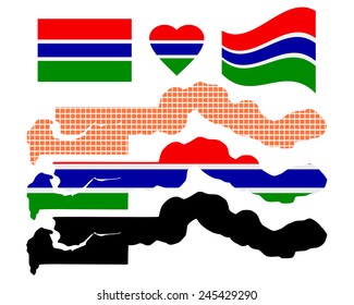 Gambia map different types and symbols on a white background 