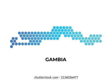 Gambia-Karte, Digital-Hexagon-Form, weißer Hintergrund, Vektorgrafik
