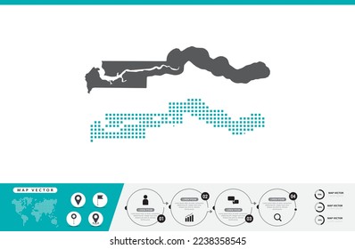 Gambia-Karte mit grauen und grünen Punkten zur Präsentation. Setzen Sie ein paar Pixel kreatives Konzept für Infografik.