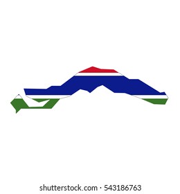 The Gambia map and flag in white background