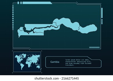 Gambia Map Futuristic  infographic Map element collection background