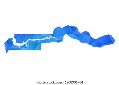 Gambia map in geometric blue polygonal style modern design on white background. Vector illustration.