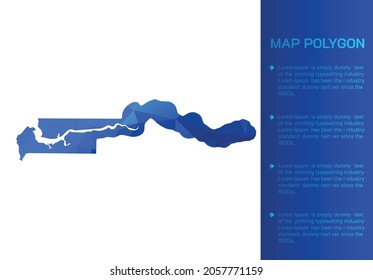 Gambia map in geometric blue polygonal style modern design on white background. Vector illustration map in geometric blue polygonal style modern design on white background. Vector illustration.