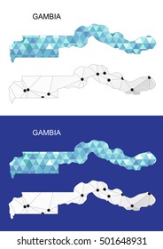 Gambia map in geometric polygonal style. Abstract gems triangle.