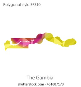 The Gambia map in geometric polygonal style.Abstract tessellation,modern design background.