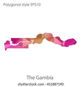 The Gambia map in geometric polygonal style.Abstract tessellation,modern design background.
