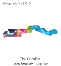 The Gambia map in geometric polygonal style.Abstract tessellation,modern design background.