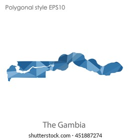 The Gambia map in geometric polygonal style.Abstract tessellation,modern design background.