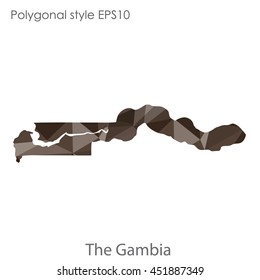 The Gambia map in geometric polygonal style.Abstract tessellation,modern design background.