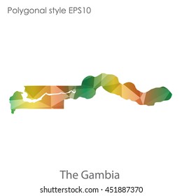 The Gambia map in geometric polygonal style.Abstract tessellation,modern design background.